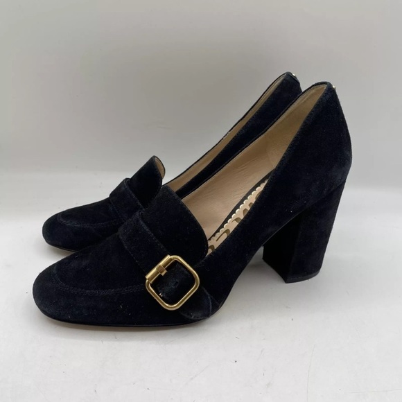 Sam Edelman Black Heels with Gold Buckle - Picture 2 of 9